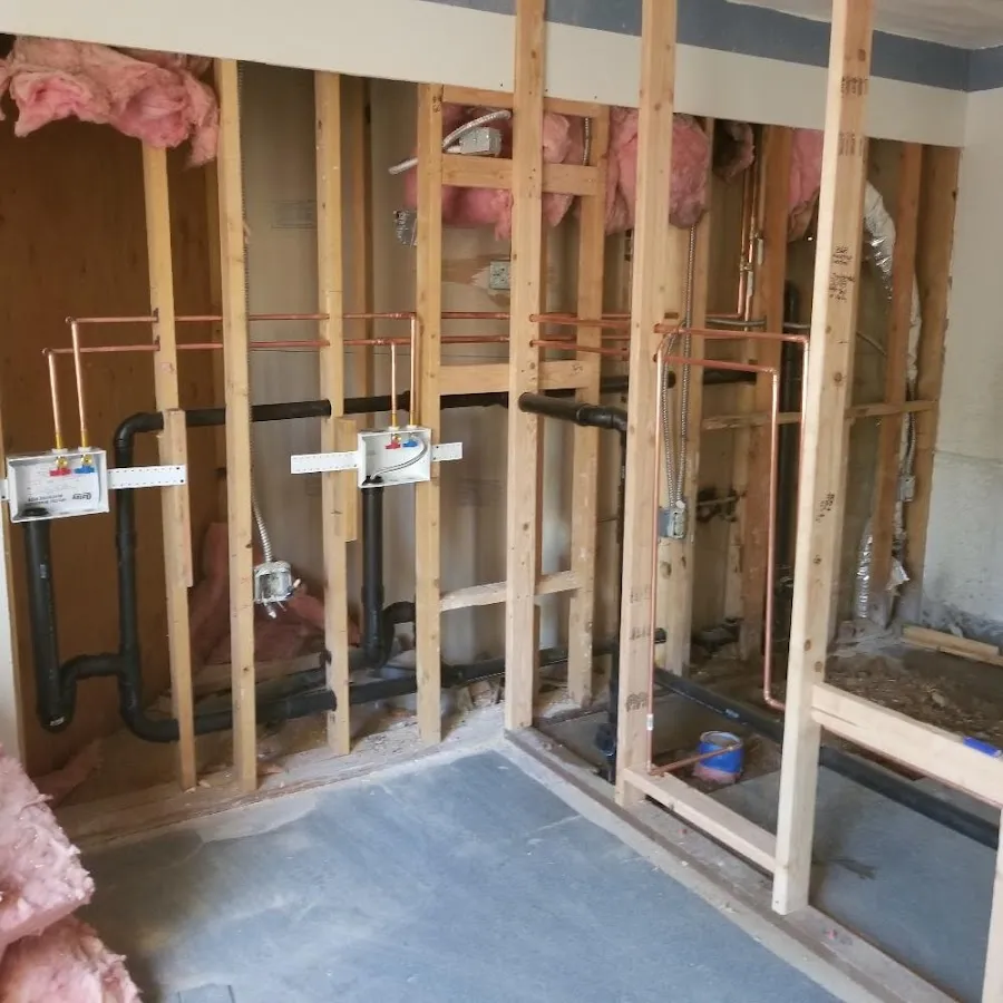 Copper pipe rough-in and plumbing installation in Huron